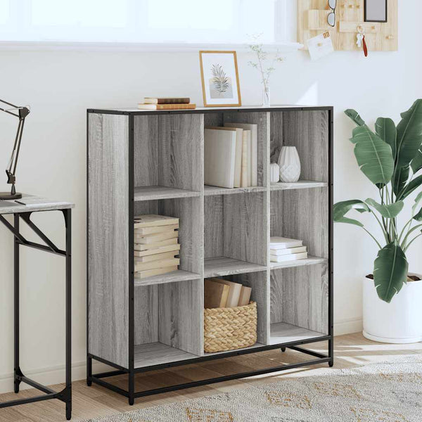 vidaXL Étagère à livres gris sonoma 97,5x33x107,5 cm Bois d'ingénierie et métal
