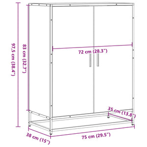 Schuhschrank Räuchereiche 75x38x97,5 cm