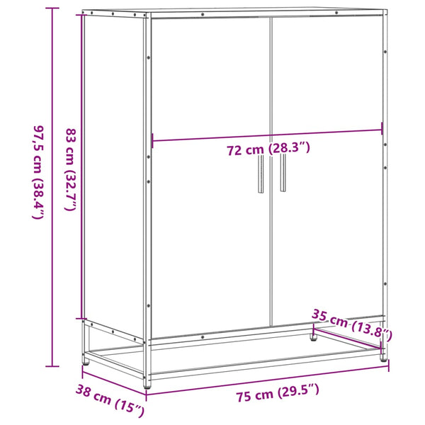 Schuhschrank Räuchereiche 75x38x97,5 cm