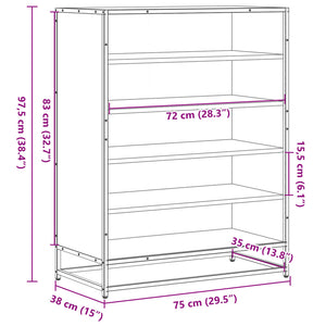 Schuhschrank Grau Sonoma 75x38x97,5 cm