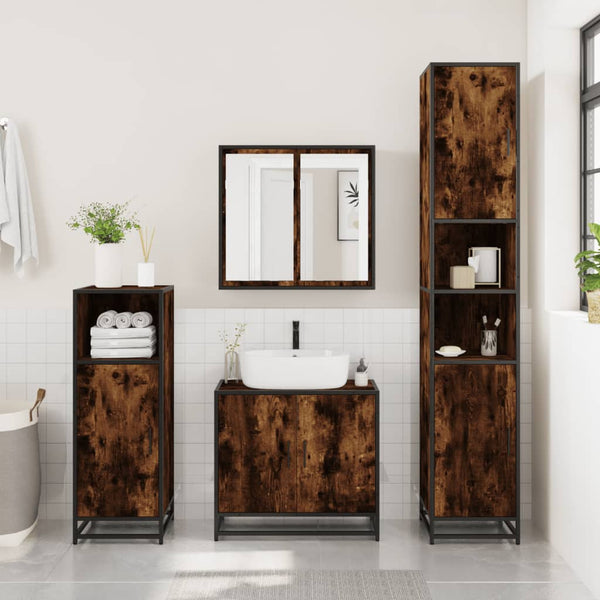 Badschrank Räuchereiche 35x37,5x188,5 cm
