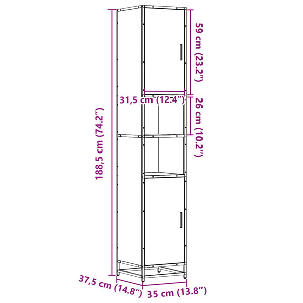 Badschrank Räuchereiche 35x37,5x188,5 cm