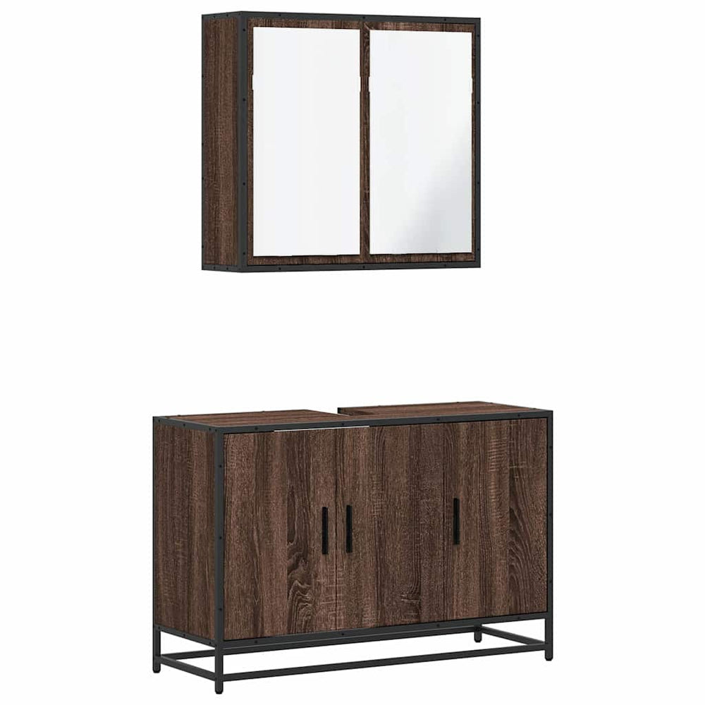 vidaXL Ensemble de meubles de salle de bain 2 pcs Marron aspect chêne Bois d'ingénierie