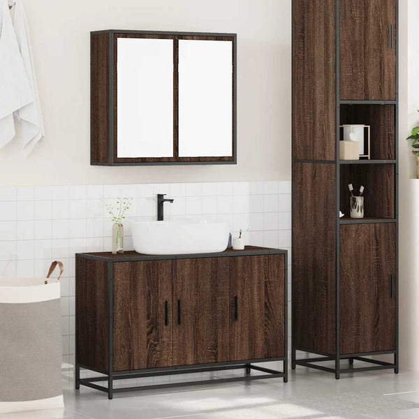 vidaXL 2-Piece Bathroom Furniture Set Brown Oak Look Engineered Wood