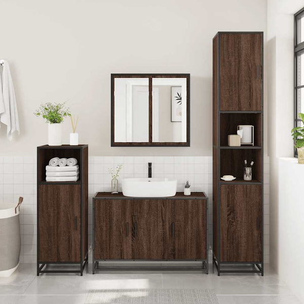 vidaXL 2-Piece Bathroom Furniture Set Brown Oak Look Engineered Wood