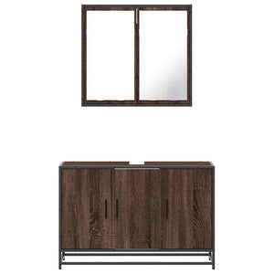 vidaXL 2-Piece Bathroom Furniture Set Brown Oak Look Engineered Wood