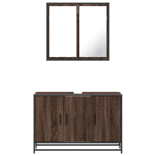 vidaXL 2-Piece Bathroom Furniture Set Brown Oak Look Engineered Wood