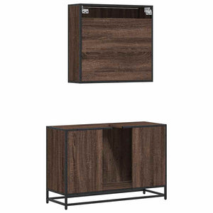 vidaXL 2-Piece Bathroom Furniture Set Brown Oak Look Engineered Wood