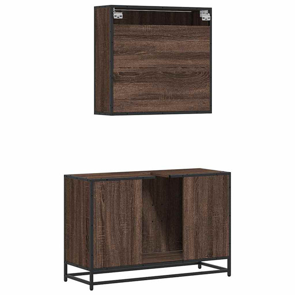 vidaXL 2-Piece Bathroom Furniture Set Brown Oak Look Engineered Wood