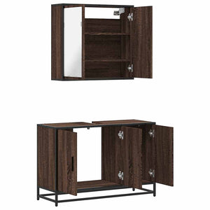 vidaXL 2-Piece Bathroom Furniture Set Brown Oak Look Engineered Wood