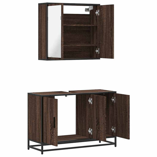 vidaXL 2-Piece Bathroom Furniture Set Brown Oak Look Engineered Wood