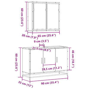 vidaXL 2-Piece Bathroom Furniture Set Brown Oak Look Engineered Wood
