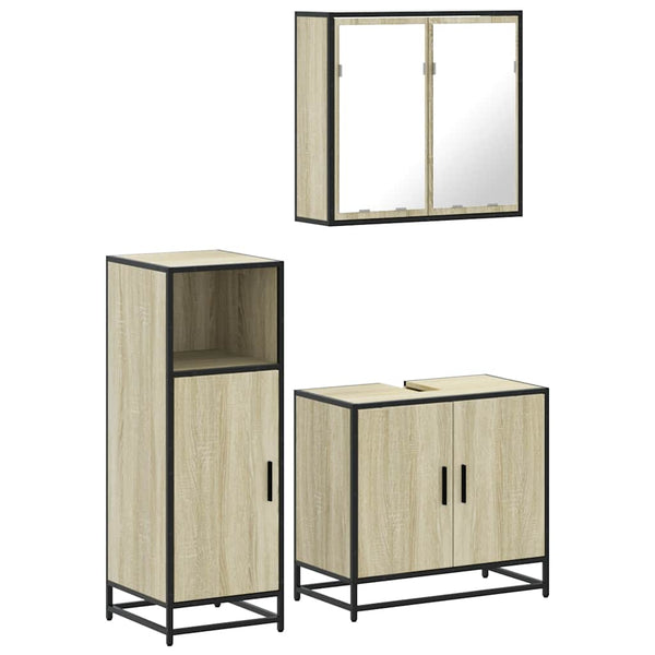 vidaXL 3-Piece Bathroom Furniture Set Sonoma Oak Engineered Wood