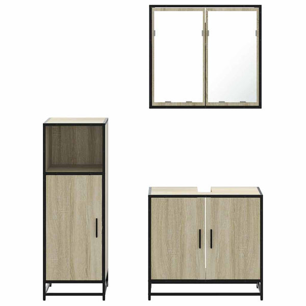 vidaXL 3-Piece Bathroom Furniture Set Sonoma Oak Engineered Wood
