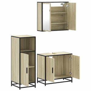 vidaXL 3-Piece Bathroom Furniture Set Sonoma Oak Engineered Wood