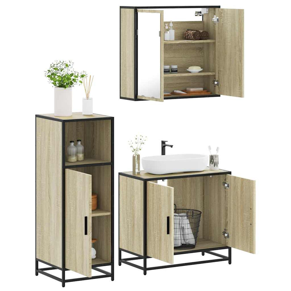 vidaXL Ensemble de meubles de salle de bain 3 pcs Chêne Sonoma Aggloméré