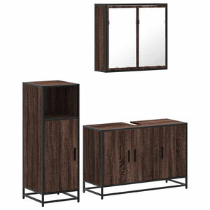 vidaXL 3-Piece Bathroom Furniture Set Brown Oak Look Engineered Wood