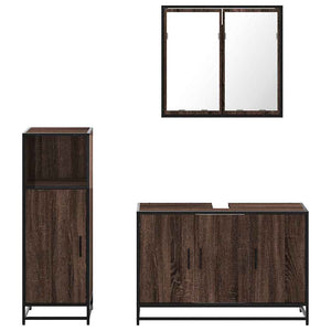 vidaXL 3-Piece Bathroom Furniture Set Brown Oak Look Engineered Wood