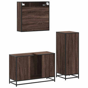 vidaXL 3-Piece Bathroom Furniture Set Brown Oak Look Engineered Wood