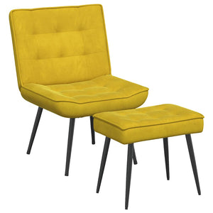Gelber Samt Relaxsessel mit Hocker