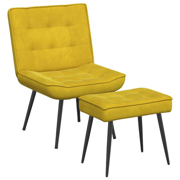 Gelber Samt Relaxsessel mit Hocker