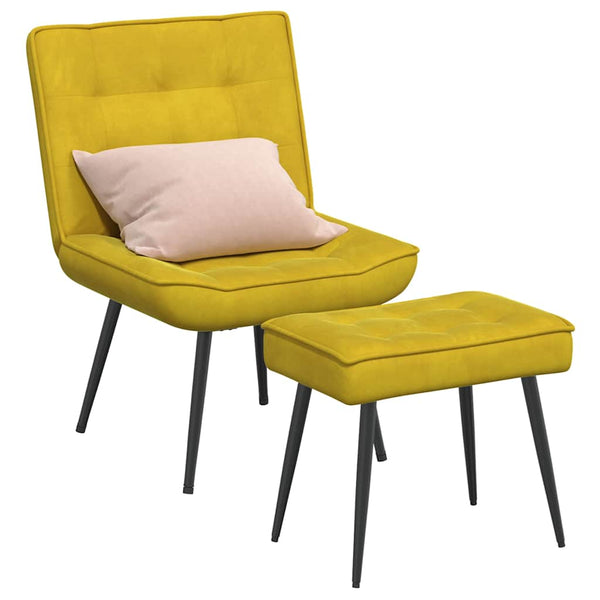 Gelber Samt Relaxsessel mit Hocker