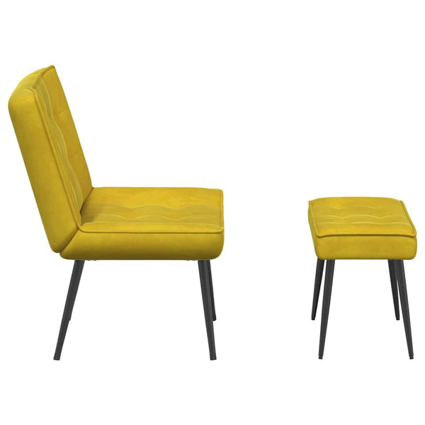 Gelber Samt Relaxsessel mit Hocker