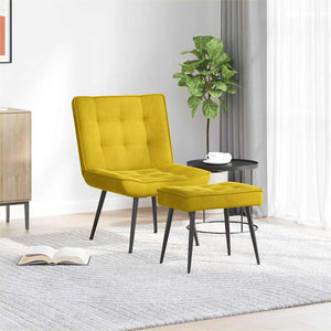 Gelber Samt Relaxsessel mit Hocker