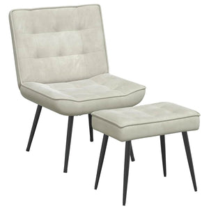 vidaXL Fauteuil de relaxation avec tabouret Velours crème