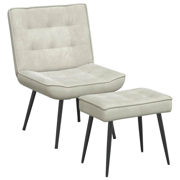 vidaXL Fauteuil de relaxation avec tabouret Velours crème
