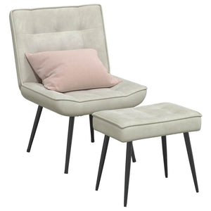 vidaXL Fauteuil de relaxation avec tabouret Velours crème