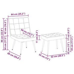 vidaXL Fauteuil de relaxation avec tabouret Velours crème