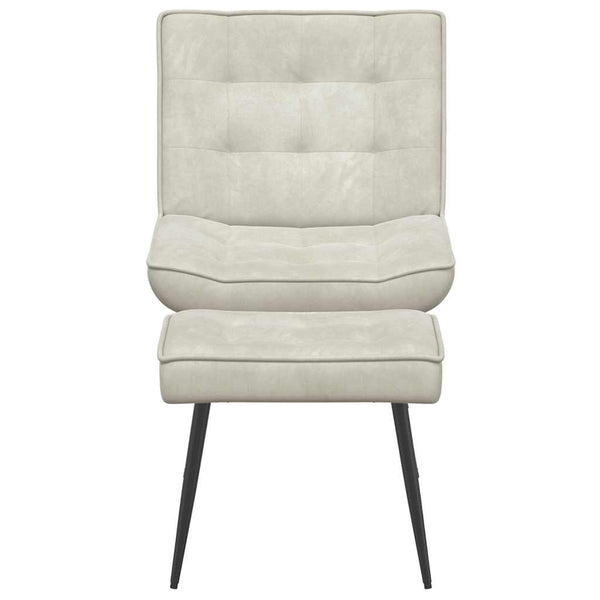 vidaXL Fauteuil de relaxation avec tabouret Velours crème