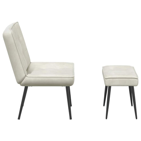 vidaXL Fauteuil de relaxation avec tabouret Velours crème