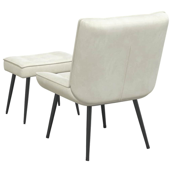 vidaXL Fauteuil de relaxation avec tabouret Velours crème