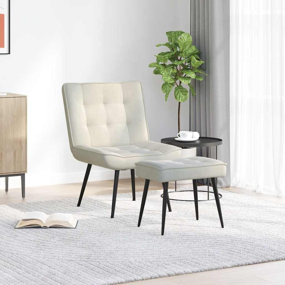 Relaxsessel mit Hocker Creme Samt