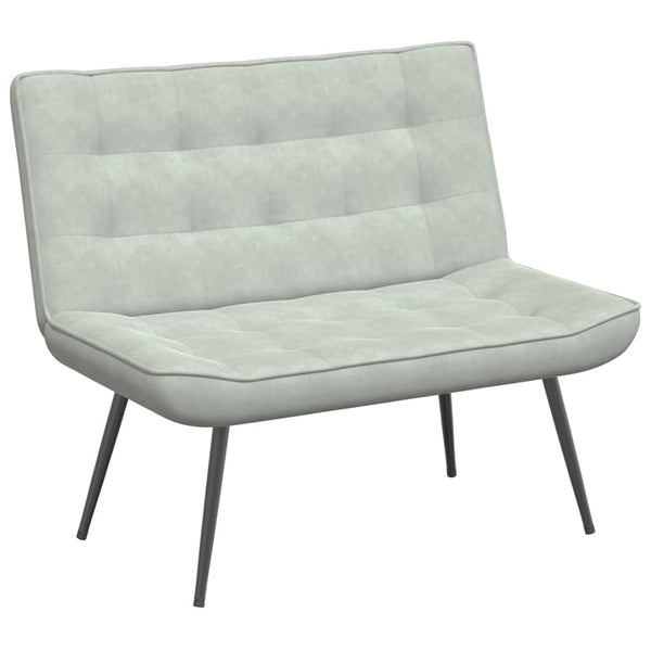 Hellgraue Samt Sitzbank 110 cm