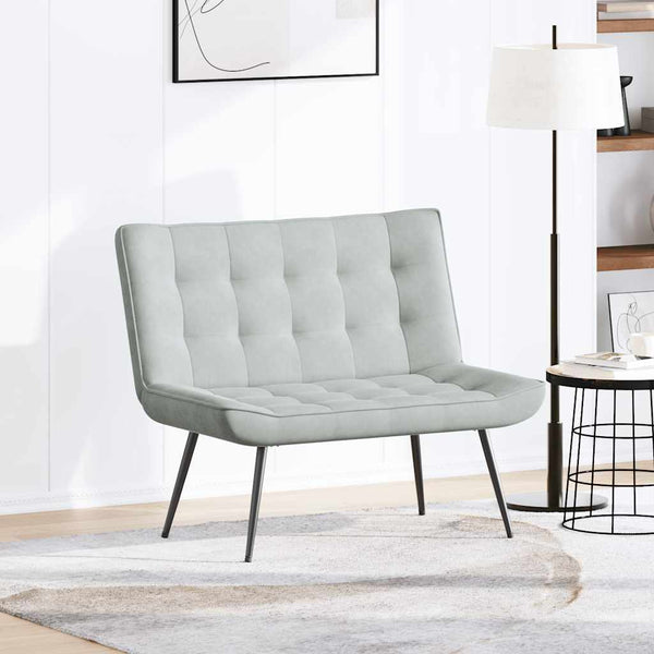 Hellgraue Samt Sitzbank 110 cm