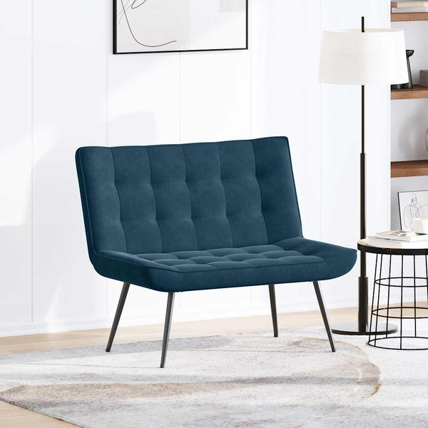 Blaue Samt Sitzbank 110 cm