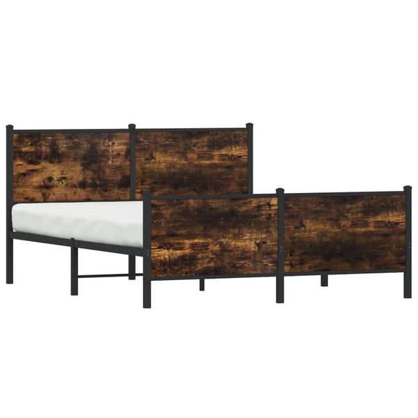 Metallbett 140x190 cm Räuchereiche ohne Matratze