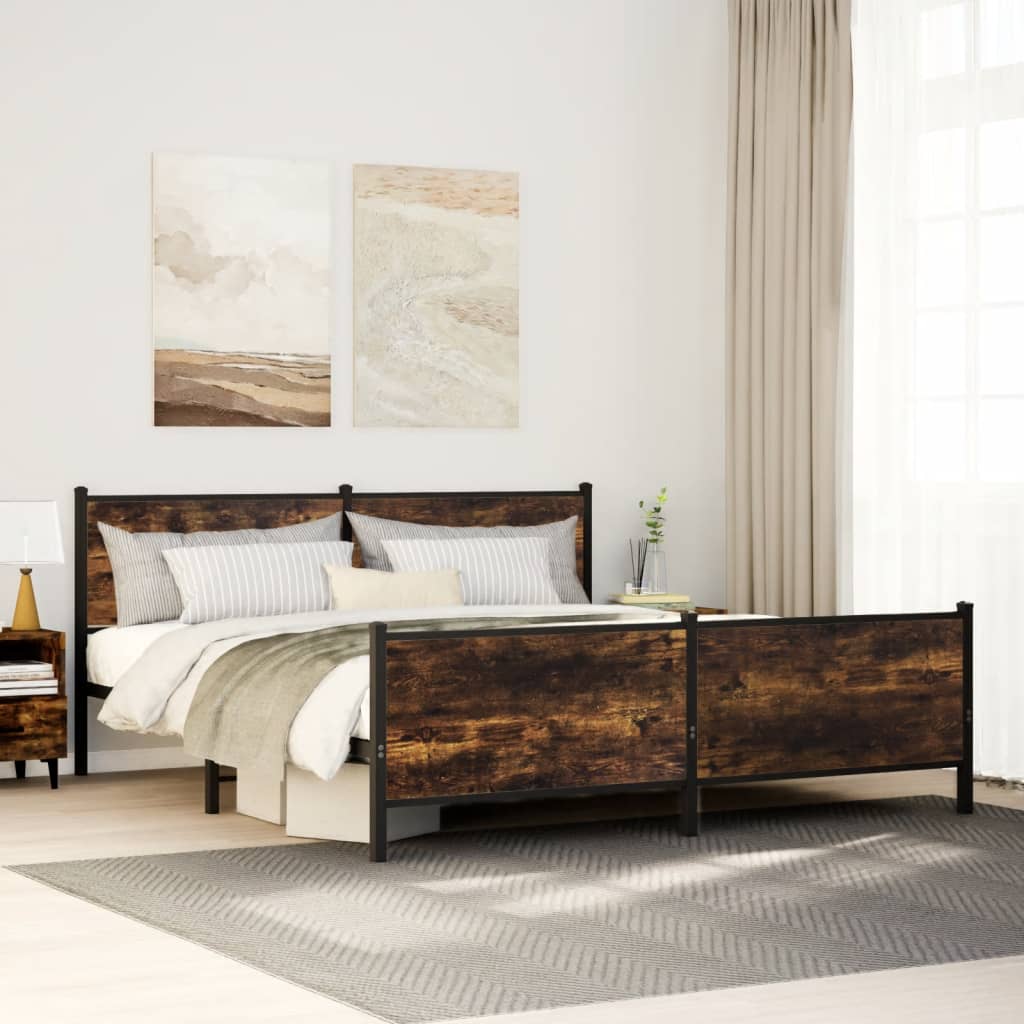 Metallbett 193x203 cm Räuchereiche