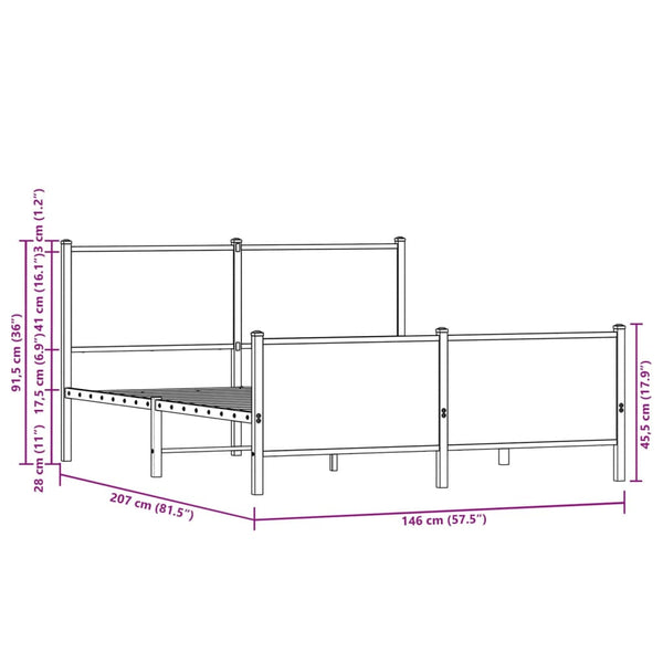 Metallbett 140x200 cm Sonoma Eiche