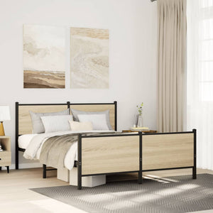 Metallbett Sonoma-Eiche 150x200 cm (ohne Matratze)