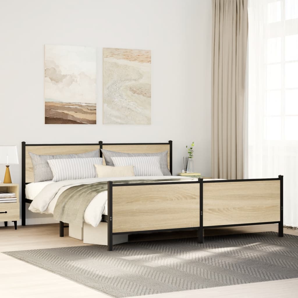 Metallbett Sonoma Eiche 183x213 cm (ohne Matratze)