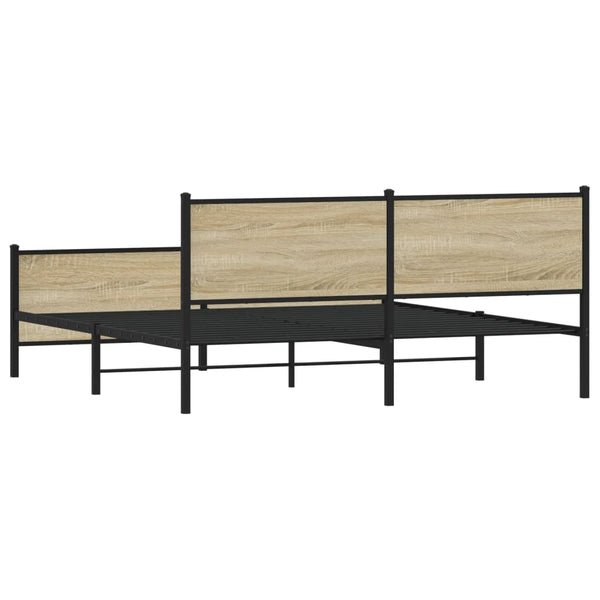 Metallbett 193x203 cm Sonoma-Eiche