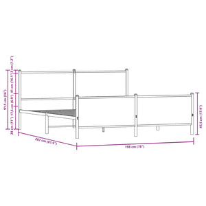 Metallbett 193x203 cm Sonoma-Eiche