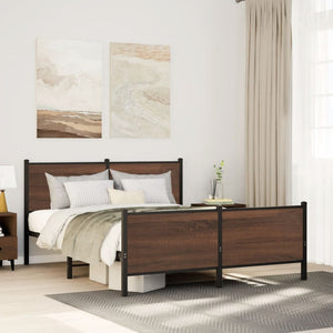 Metallbett 140x190 cm Braun Eiche