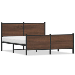 Metallbett 140x200 cm Braun Eiche