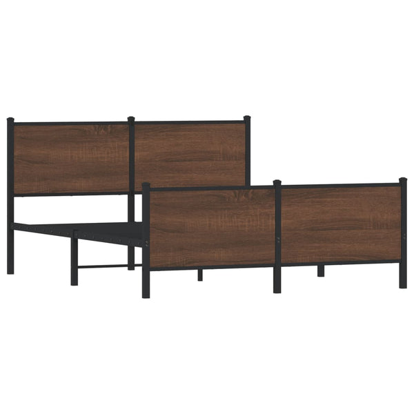 Metallbett 140x200 cm Braun Eiche