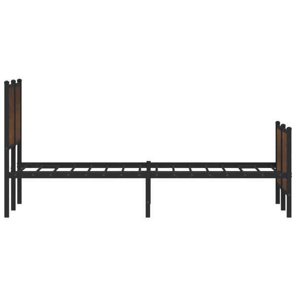 Metallbett 140x200 cm Braun Eiche